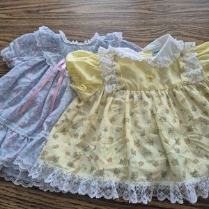 Toddletime Yellow Floral Baby Dresses with Lace